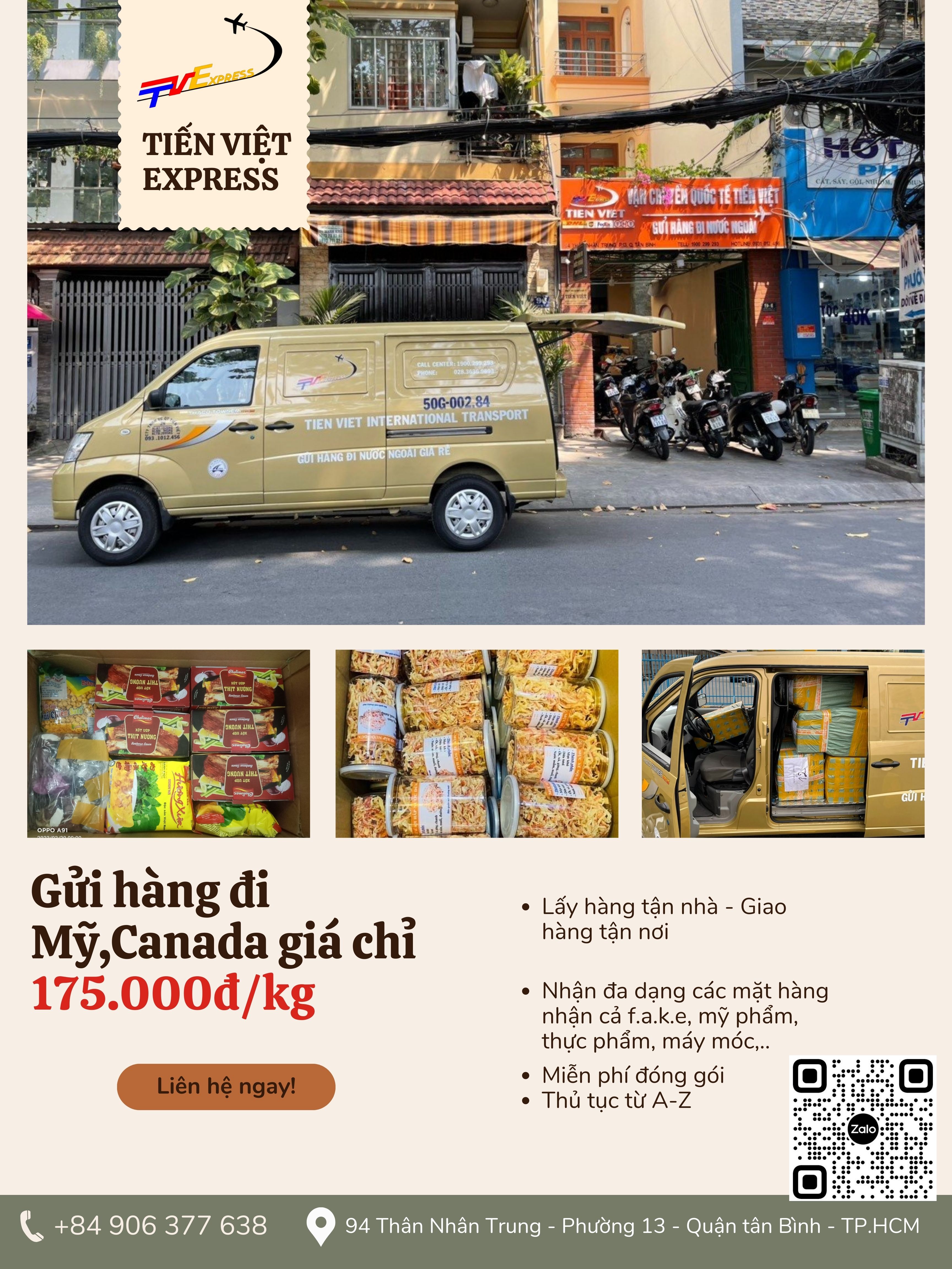 Gửi hàng đi  Mỹ, Canada chỉ với 175k/kg